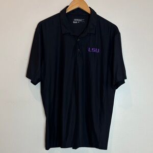 Men’s Nike Black Polo Short Sleeve Shirt with Purple Logo XL